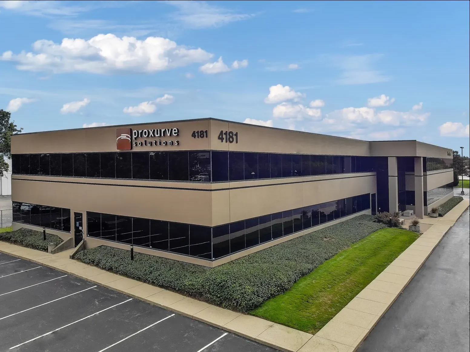 The Proxurve Solutions building entrance at 4181 E 96th St #280 in Indianapolis, Indiana